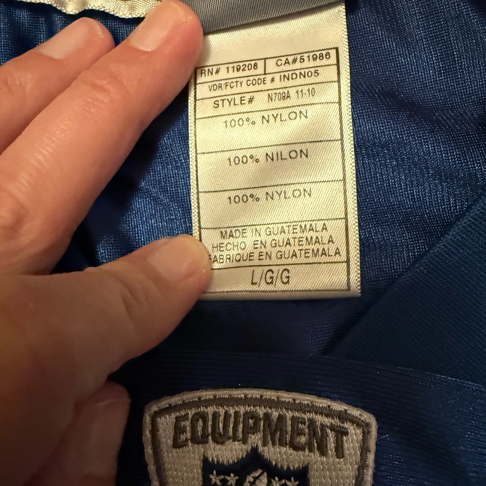 Indianapolis Colts Jersey Mens Large #00‎ NFL Equipment Authentic Football Shirt - Picture 7 of 10